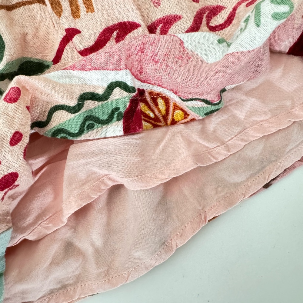 Paper Heart Fruit Print Linen Rayon Shorts Pink Multicolor High Waist Cruise S - Picture 3 of 8